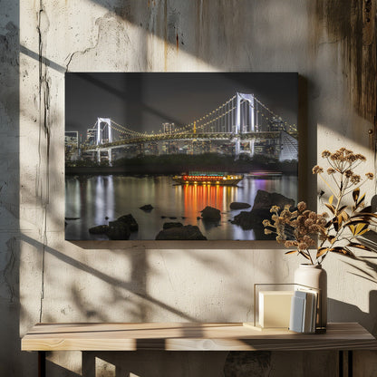 Décoration murale Magnifique pont arc-en-ciel avec la ligne d'horizon de Tokyo le soir