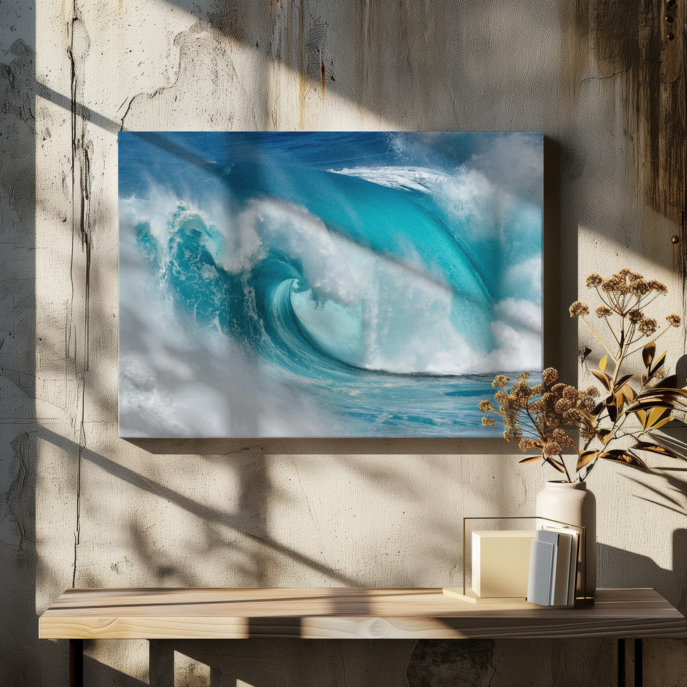 Art mural Quand l'océan devient feu bleu Impression sur toile