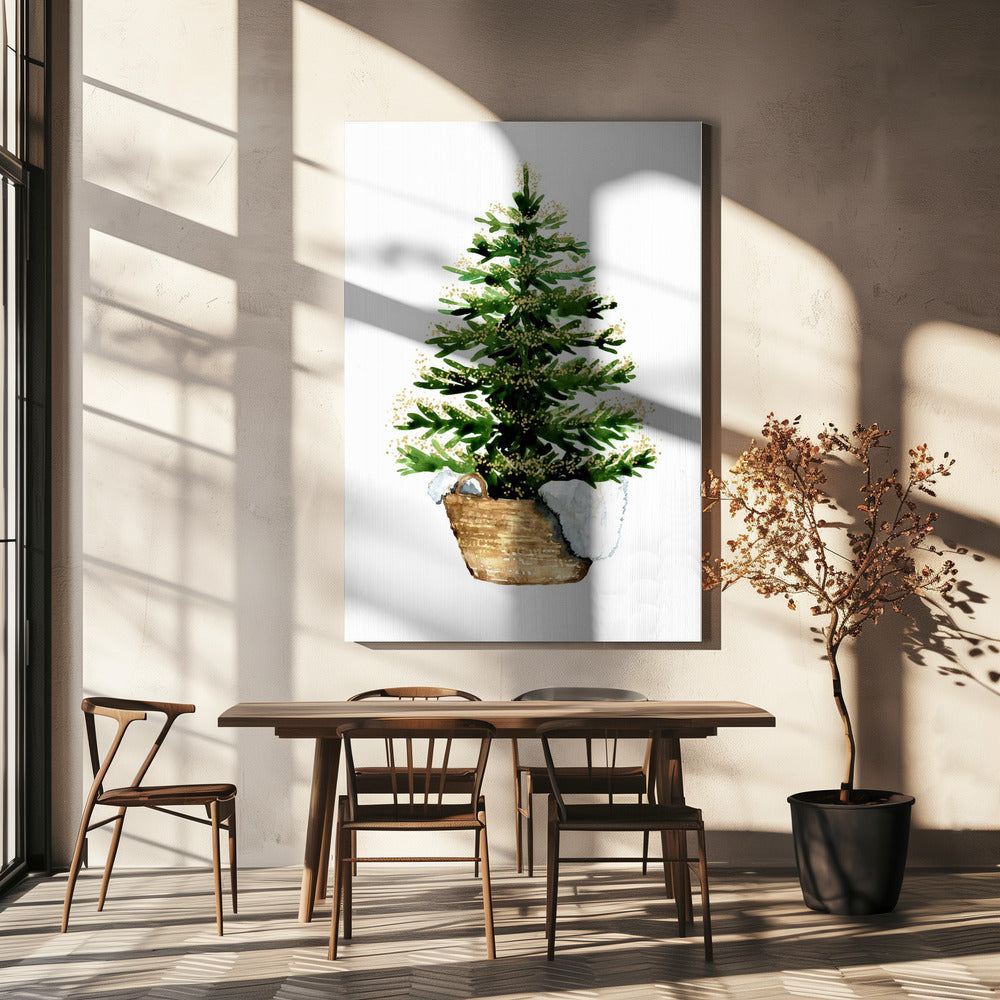 Décoration murale Sapin de Noël cosy aquarelle (2) Impression sur toile
