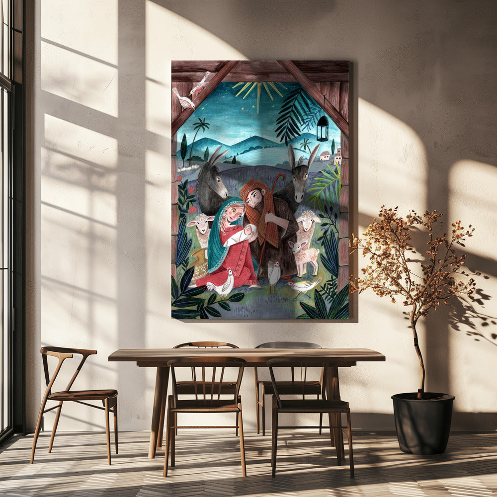 Décoration murale Noël avec Marie et l'Enfant Jésus Impression sur toile