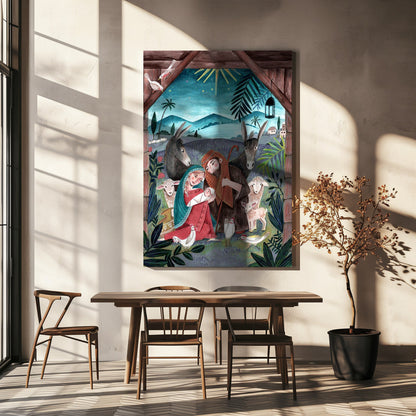 Décoration murale Noël avec Marie et l'Enfant Jésus Impression sur toile