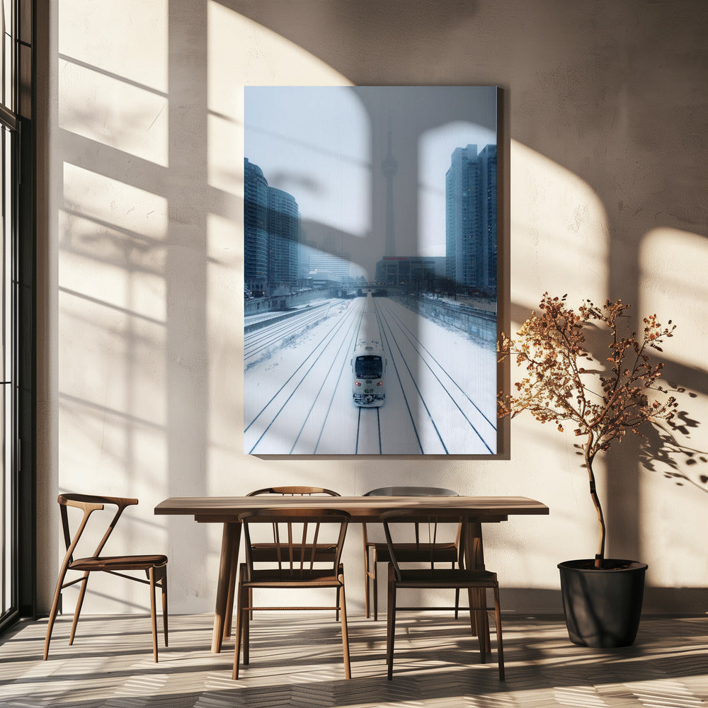 Impression sur toile « Train et tempête »