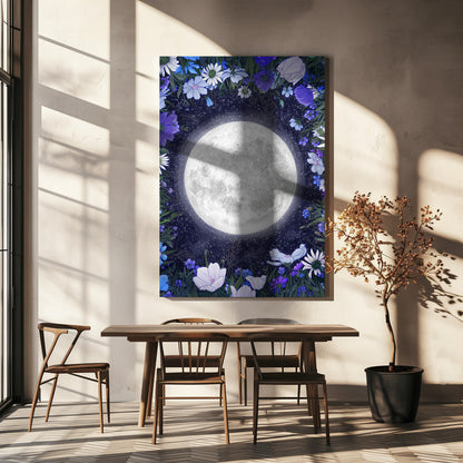 Art mural Minuit dans la prairie Bleu Original