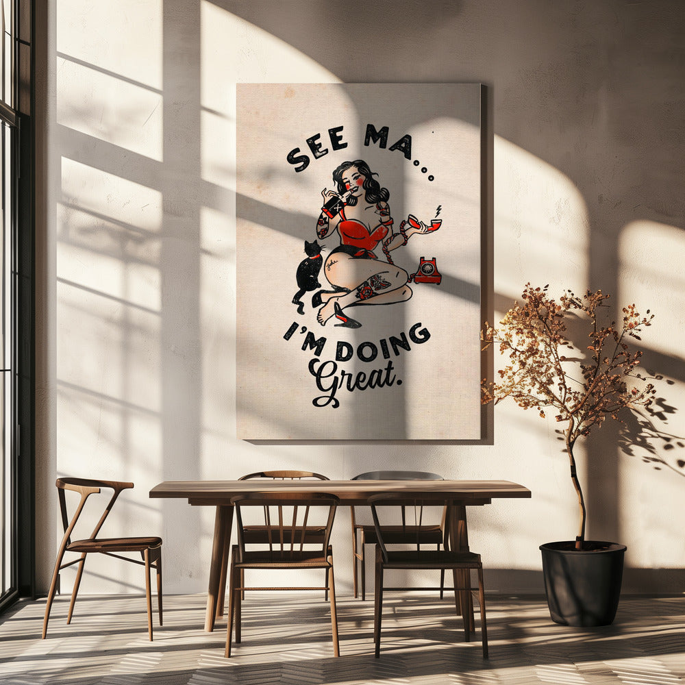 Décoration murale Affiche See Ma Drôle de Pin-up Vintage et Chat