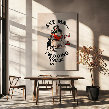 Décoration murale Affiche See Ma Drôle de Pin-up Vintage et Chat