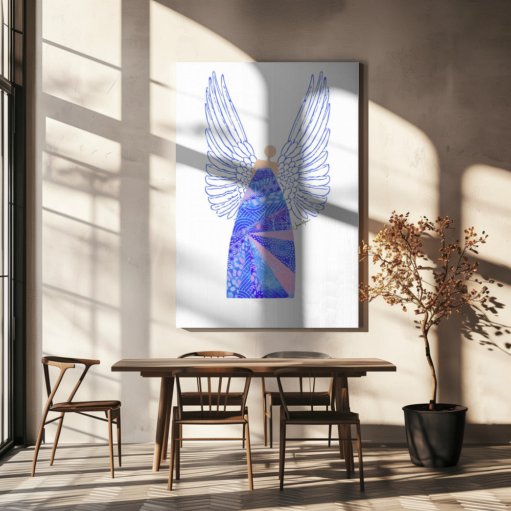 Tableau mural Ange en bleu sur toile