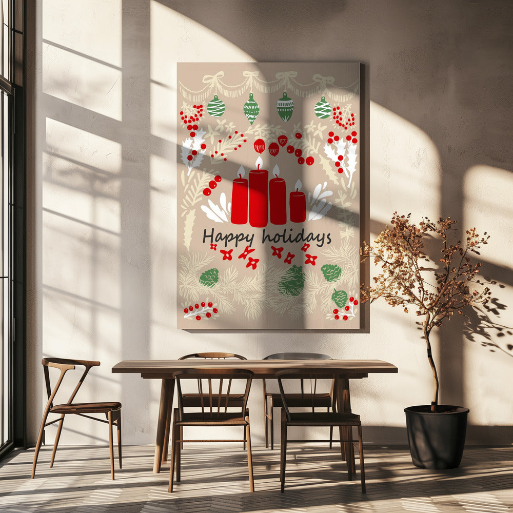 Art mural joyeuses fêtes - impression sur toile illustration d'art populaire
