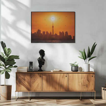 Décoration murale lever de soleil derrière Toronto sur toile
