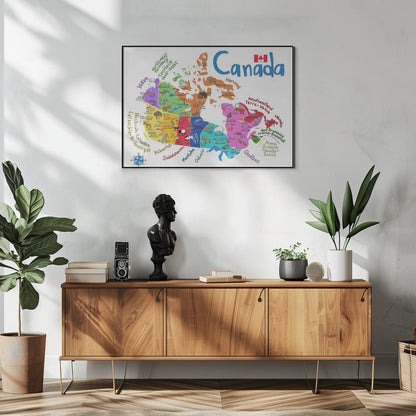 Carte illustrée murale du Canada avec animaux par Carla Daly