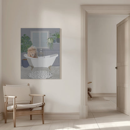 Impression sur toile Lion prenant un bain