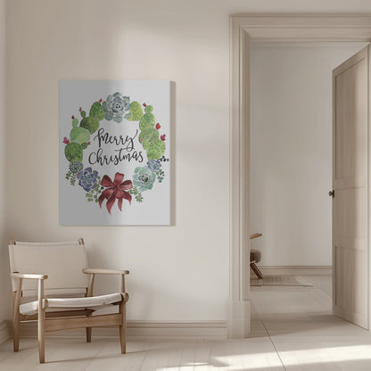 Décoration murale Couronne de Noël cactus et plantes grasses joyeux Noël