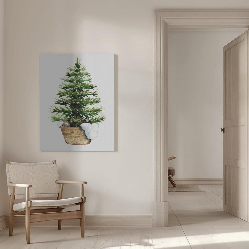Décoration murale Sapin de Noël cosy aquarelle (2) Impression sur toile
