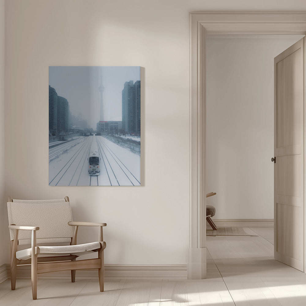 Impression sur toile « Train et tempête »