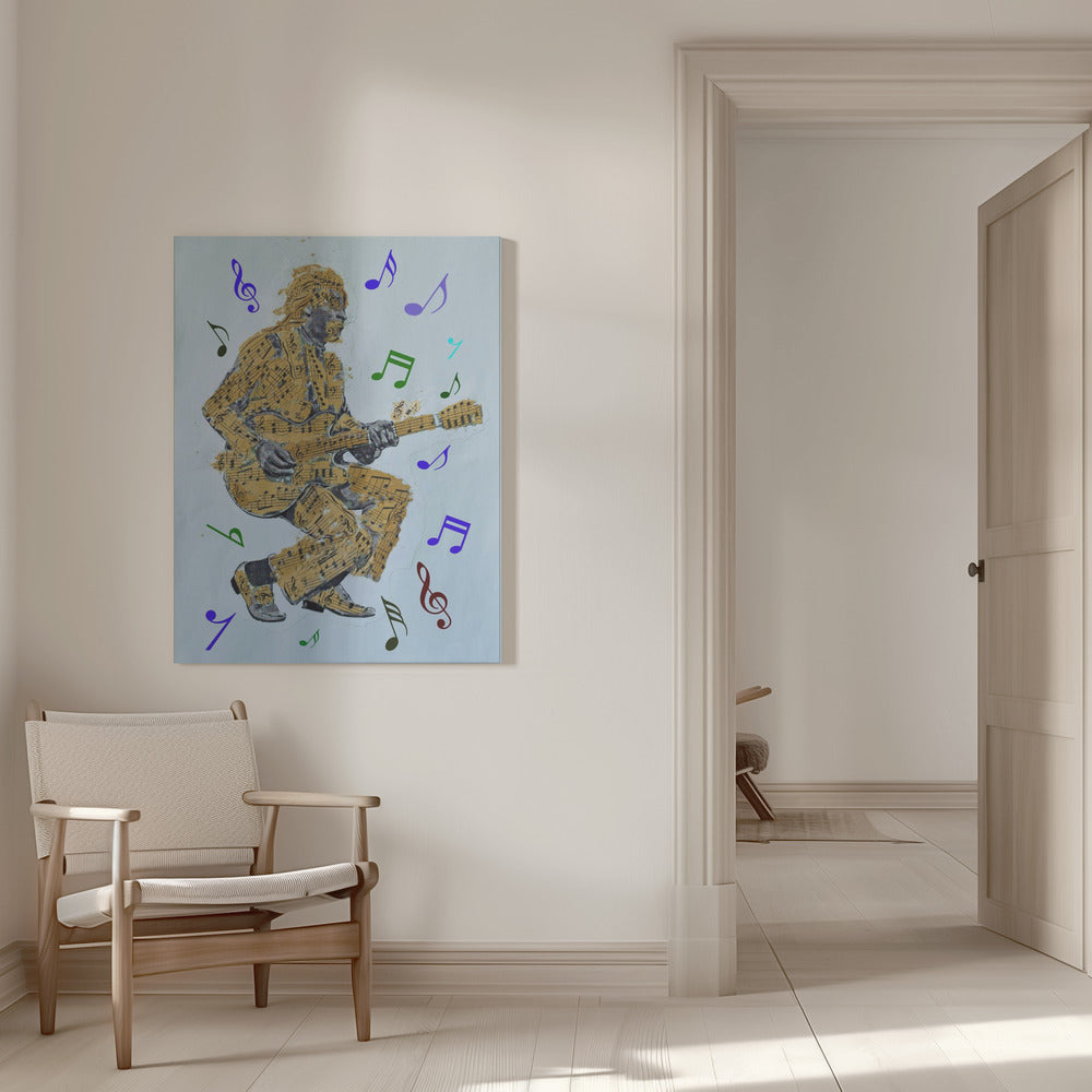 Impression sur toile Guitariste Notes de musique Art mural