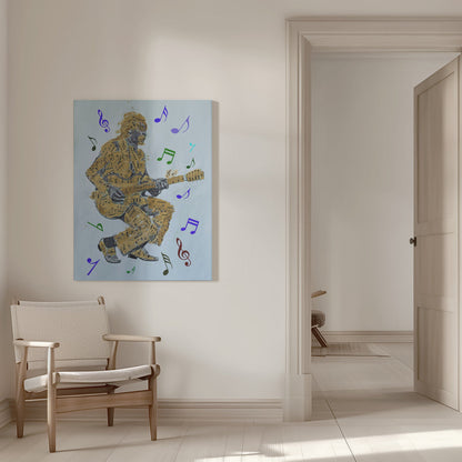 Impression sur toile Guitariste Notes de musique Art mural