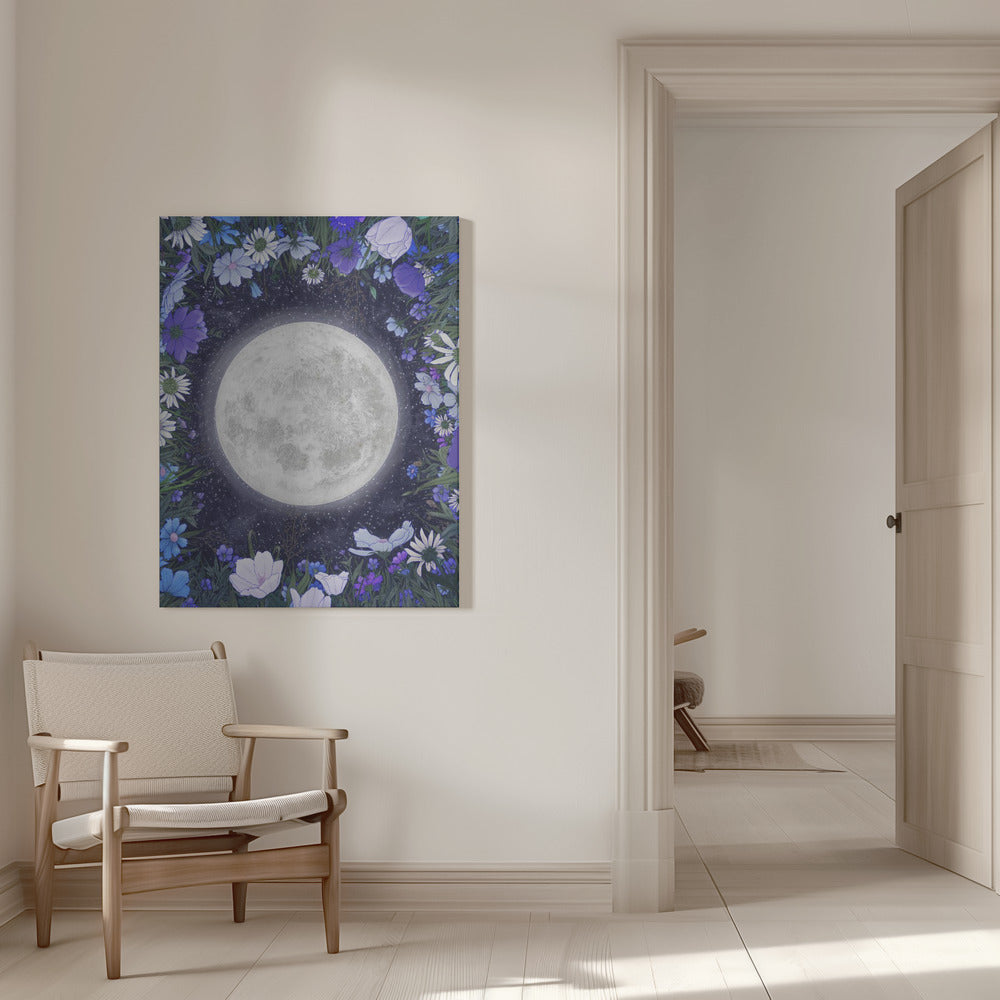 Art mural Minuit dans la prairie Bleu Original