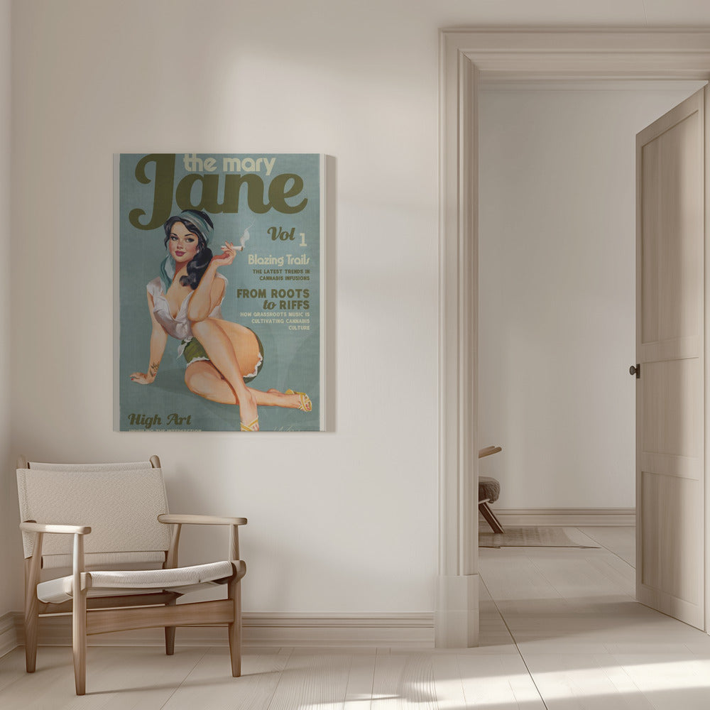Art mural Mary Jane Rétro Vintage Pin-up Cannabis Art