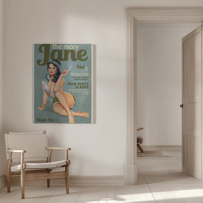 Art mural Mary Jane Rétro Vintage Pin-up Cannabis Art