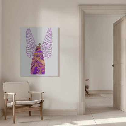 Tableau mural Ange en violet et orange sur toile