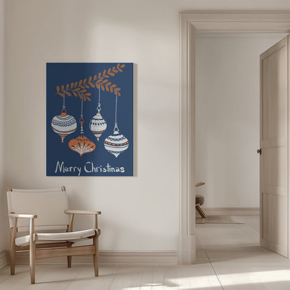 Art mural Petites boules de Noël bleues et joyeuses Tableau sur toile