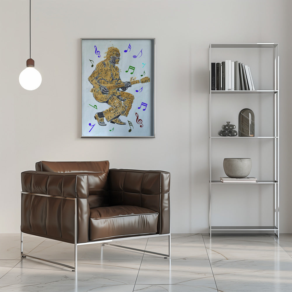 Impression sur toile Guitariste Notes de musique Art mural