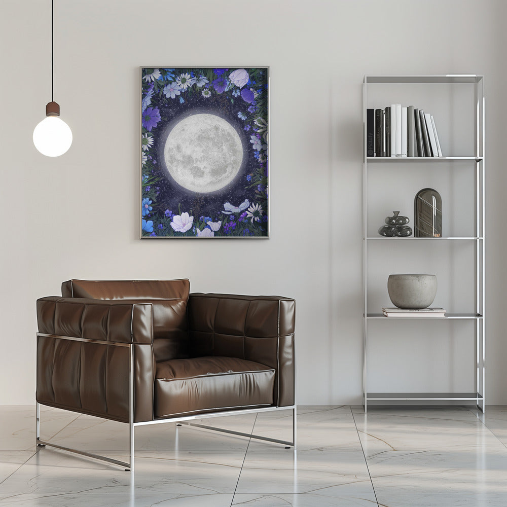 Art mural Minuit dans la prairie Bleu Original