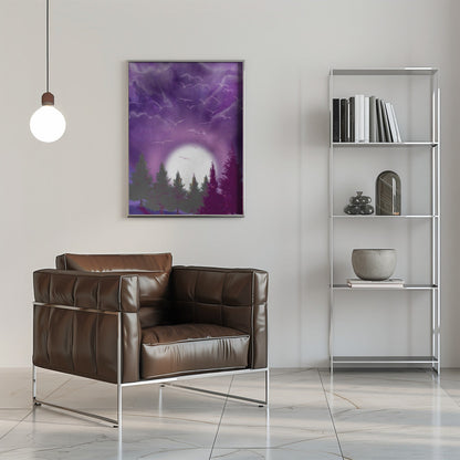 Décoration murale LUNE DANS UN CIEL VIOLET Impression sur toile