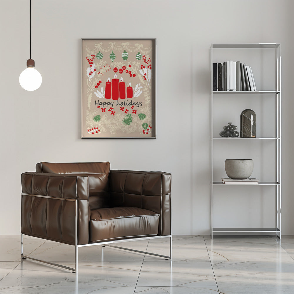Art mural joyeuses fêtes - impression sur toile illustration d'art populaire