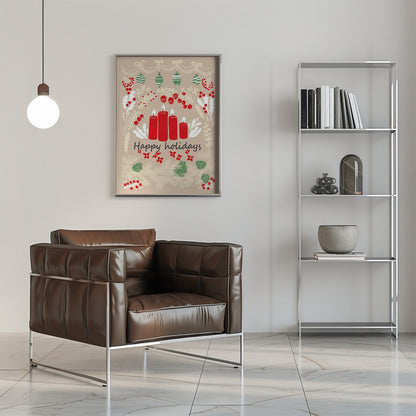 Art mural joyeuses fêtes - impression sur toile illustration d'art populaire