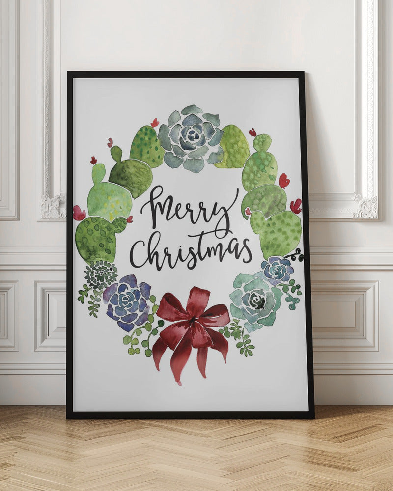 Décoration murale Couronne de Noël cactus et plantes grasses joyeux Noël