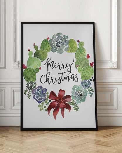 Décoration murale Couronne de Noël cactus et plantes grasses joyeux Noël