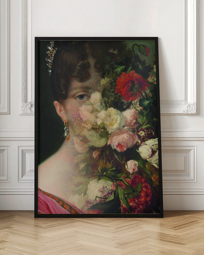 Portrait of Hortense de Beauharnais, queen of Holland with flower still life