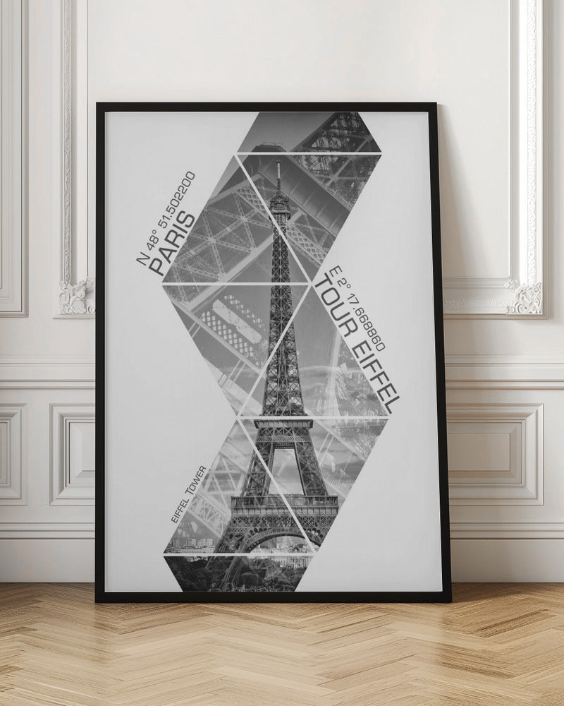 Décoration murale Coordonnées Tour Eiffel PARIS | monochrome