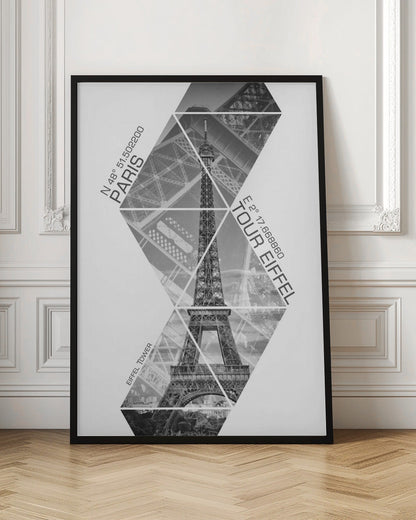 Décoration murale Coordonnées Tour Eiffel PARIS | monochrome
