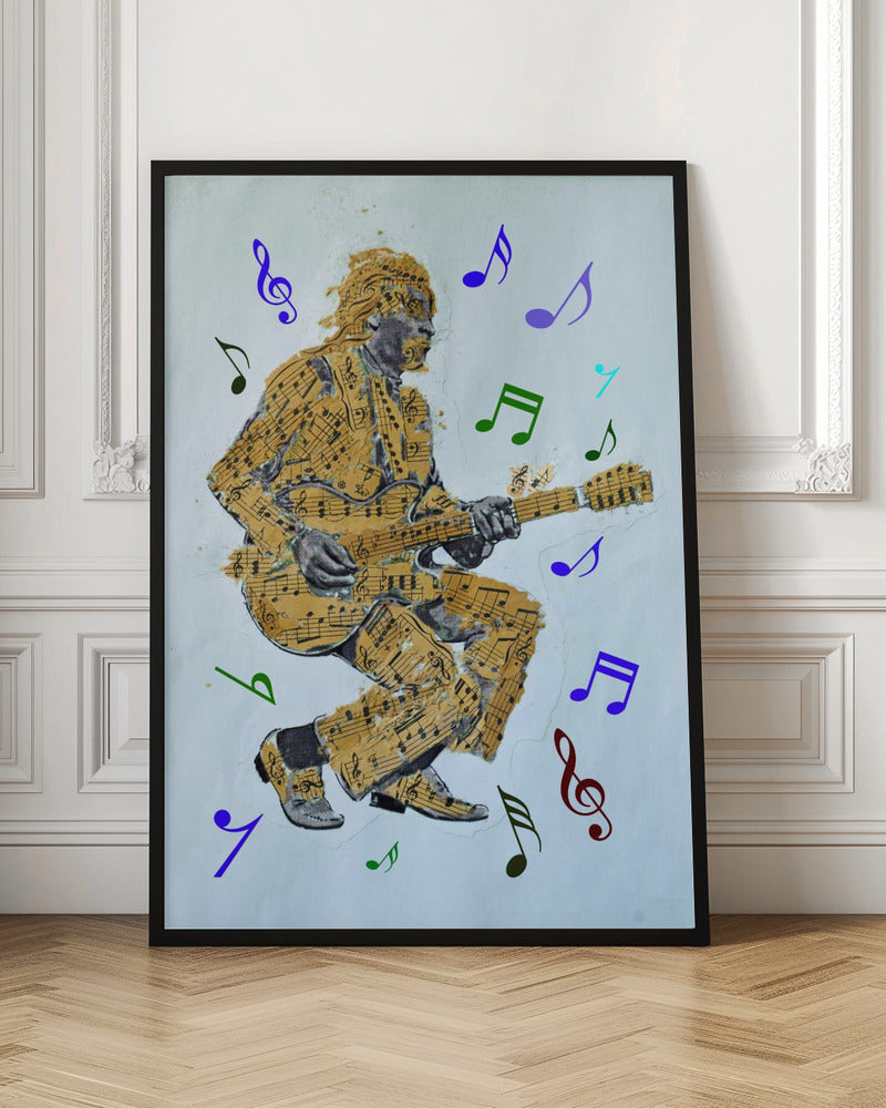 Impression sur toile Guitariste Notes de musique Art mural
