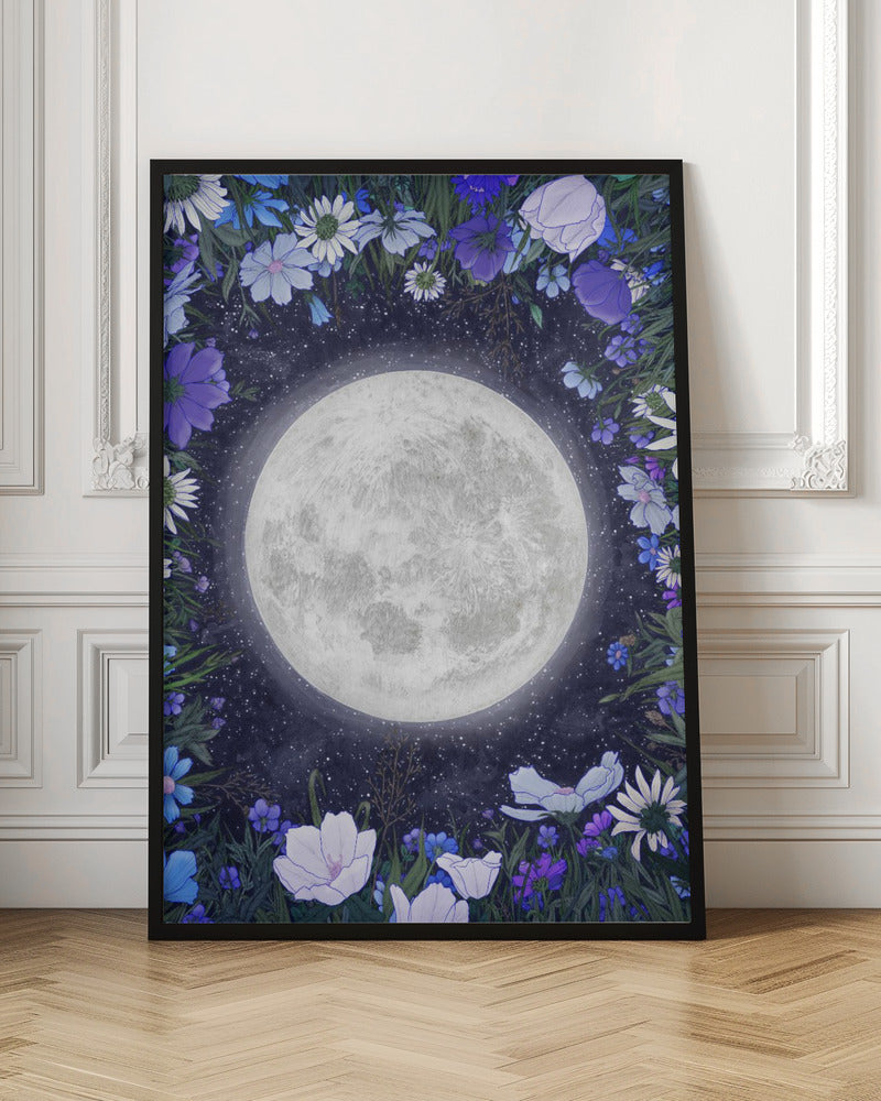 Art mural Minuit dans la prairie Bleu Original