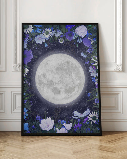 Art mural Minuit dans la prairie Bleu Original