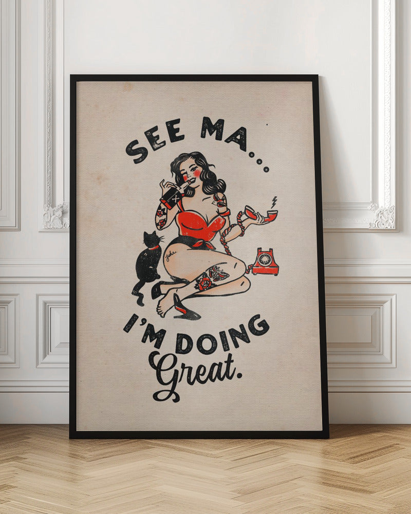 Décoration murale Affiche See Ma Drôle de Pin-up Vintage et Chat