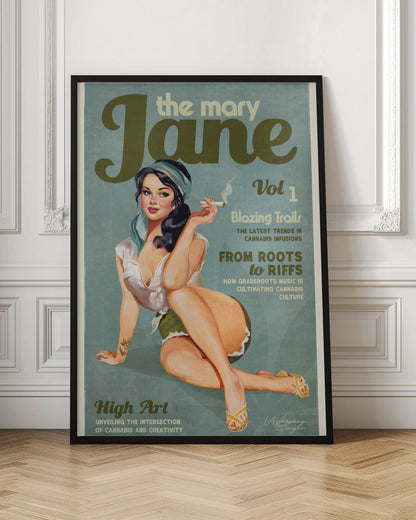 Art mural Mary Jane Rétro Vintage Pin-up Cannabis Art