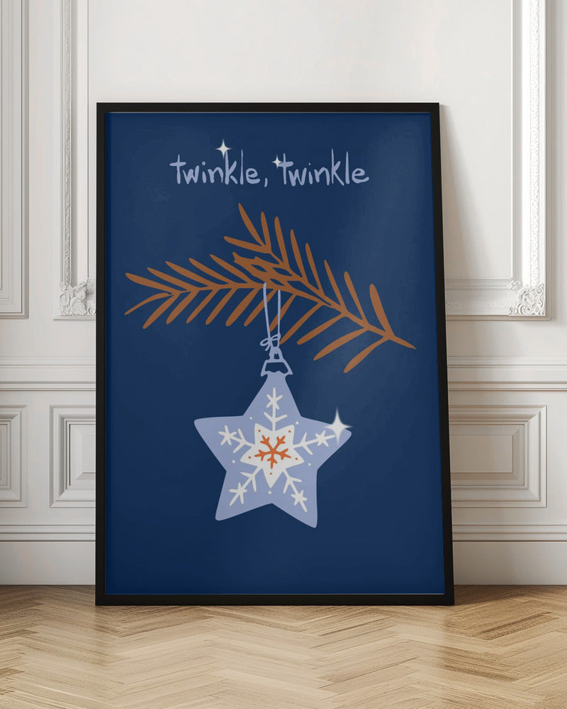 Décoration murale Étoile de Noël bleue scintillante et joyeuse - Impression sur toile