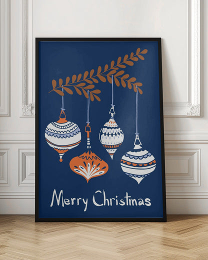 Art mural Petites boules de Noël bleues et joyeuses Tableau sur toile