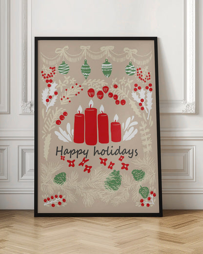 Art mural joyeuses fêtes - impression sur toile illustration d'art populaire
