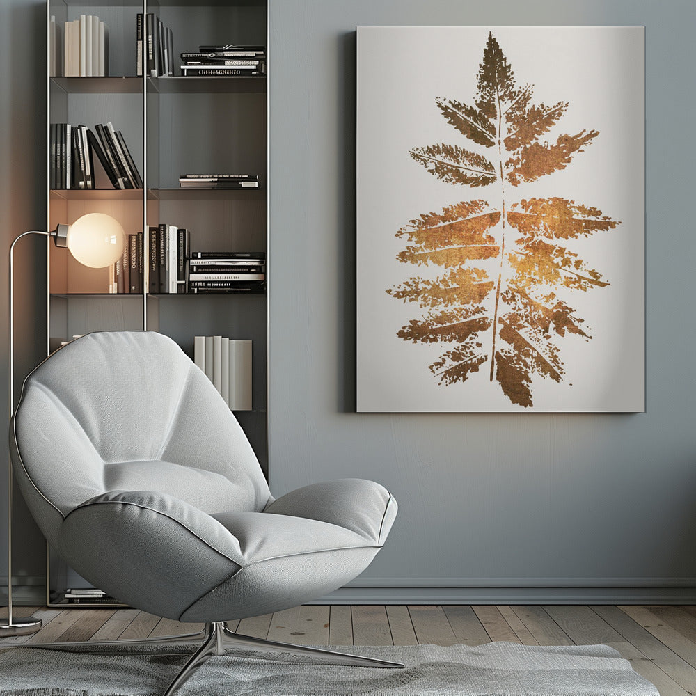 Décoration murale – Impression feuille de chêne (or)