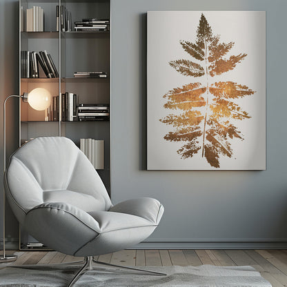 Décoration murale – Impression feuille de chêne (or)