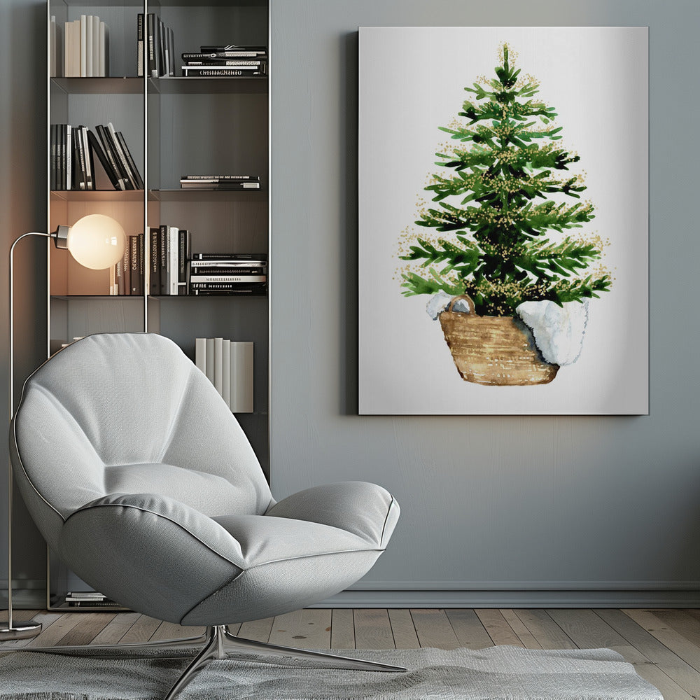 Décoration murale Sapin de Noël cosy aquarelle (2) Impression sur toile