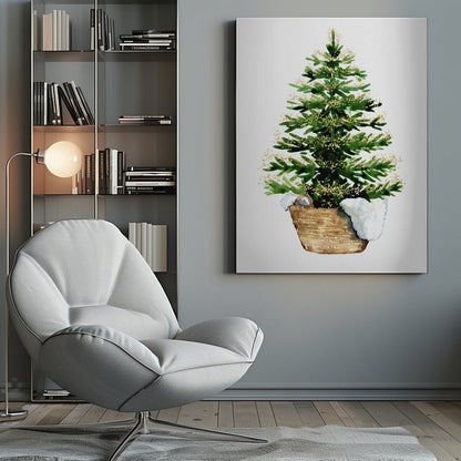 Décoration murale Sapin de Noël cosy aquarelle (2) Impression sur toile