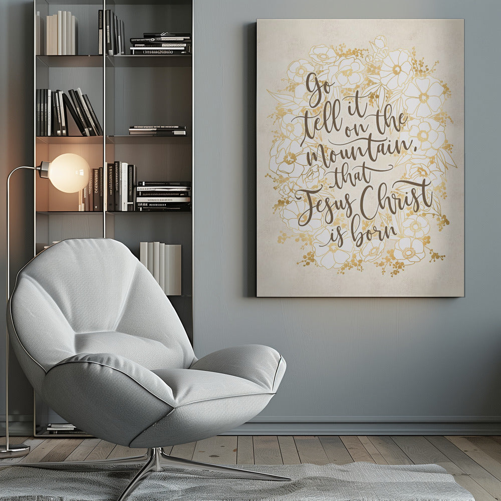 Art mural Annonce-le sur la montagne - impression sur toile vanille vintage