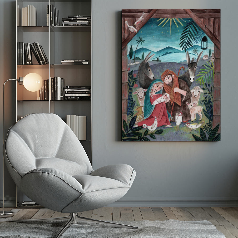 Décoration murale Noël avec Marie et l'Enfant Jésus Impression sur toile