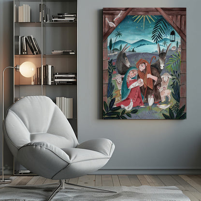 Décoration murale Noël avec Marie et l'Enfant Jésus Impression sur toile