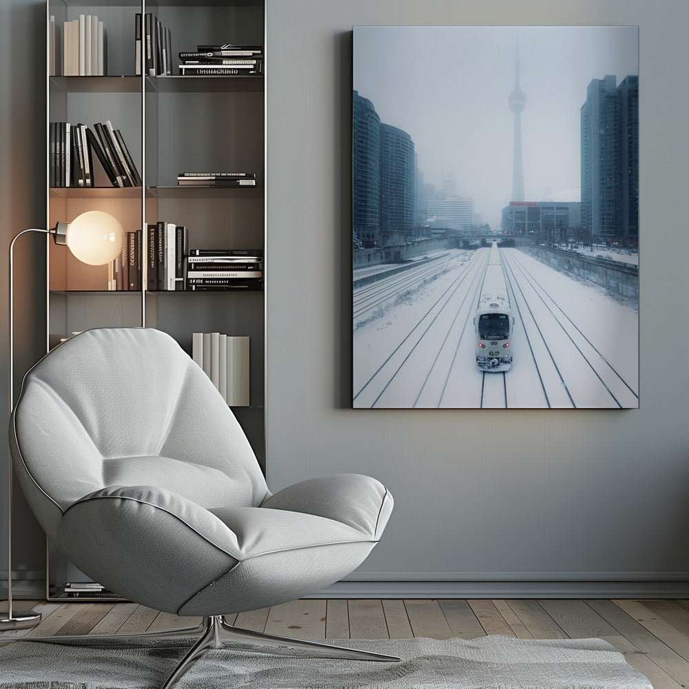Impression sur toile « Train et tempête »